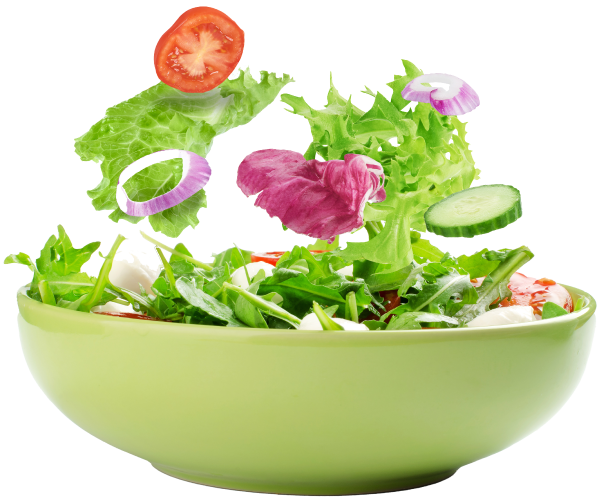 salad bowl with salad falling into it
